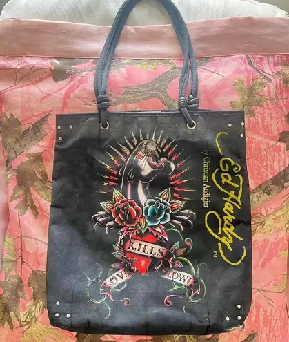 Ed Hardy y2k true vintage don  christian audigier “love kills slowly” tote bag