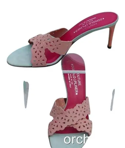 Donald Pliner Couture Nappa Leather Shoe Shrimp Mist Criss Cross Slide NWT $235 Pink Size 8