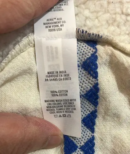 Aerie Sun Dress Blue and White Patterned Size Large