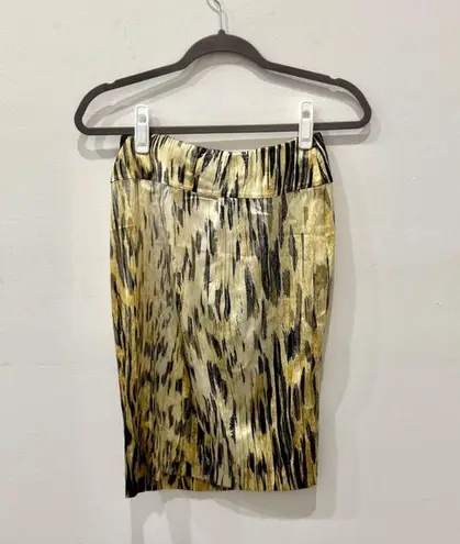 Roberto Cavalli Snake Print Pencil Midi Skirt Yellow Black Women's Size 40 US 12