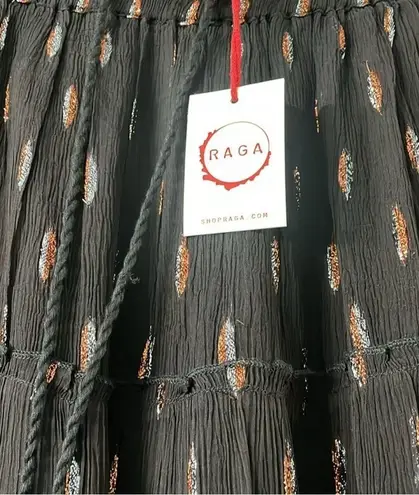 Raga NWT Rare Black Sheer Feather Midi Skirt