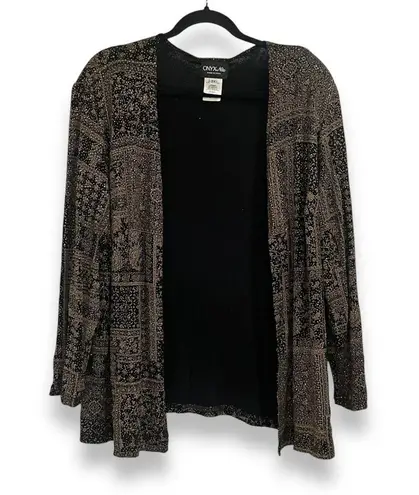 Vintage Onyx Nite glitter 2 piece blouse and jacket set Black Size 2X