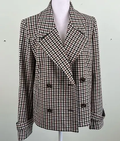 Dennis Basso Printed Luxe Crepe Double Breasted Jacket - Taupe/Black Size 4