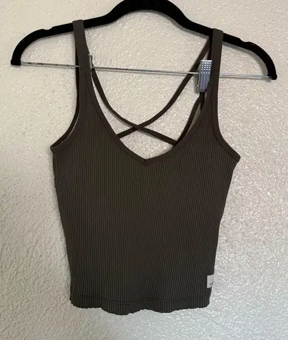 Vuori rib crop tank green Sleeveless V Neck Size XS