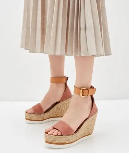 See By Chloe See by Chloé Glyn Calf Leather Espadrille Platform Wedge Sandals, Size 42 NWT
