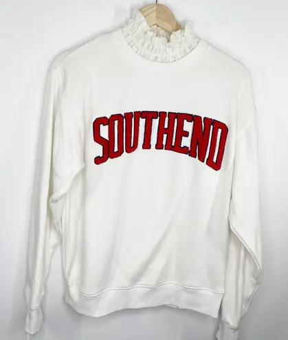 Browny Women Southend White LaceCrewneck Sweatshirt Academia Preppy Size S