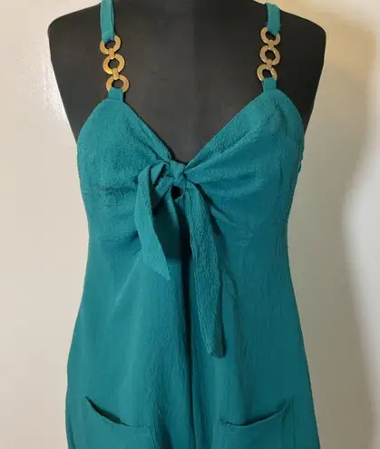 18. Chicme Teal Blue Sleeveless Jumpsuit with Sweetheart Neckline Size Large