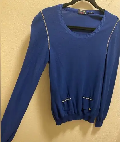 Paul & Shark Yachting Blue Chain Detail Sweater Size Medium