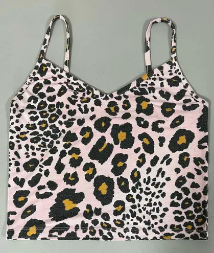 Pastel Pink Leopard Cheetah Animal Print Tank Crop Top Tee T - Image 1