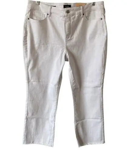 NYDJ NEW Marilyn Ankle Frayed Hem Denim Jeans White Size 16 Lift Tuck Technology