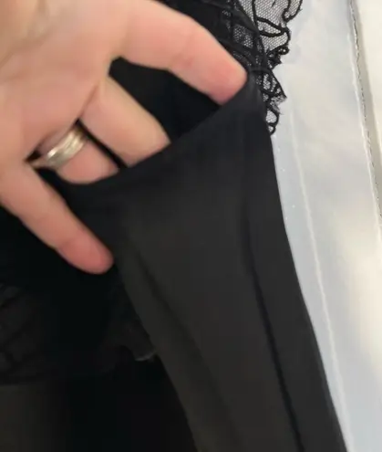 Maje Black Lucille blouse with lace ruffled sleeves 2