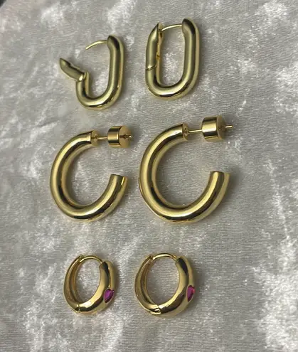 Set Of 3 Pairs Of Gold Hoop