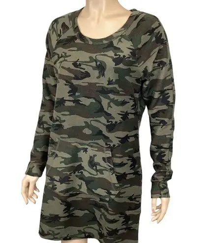 Revolve  Bobi Textured Camo Sweatshirt Dress size medium front pockets