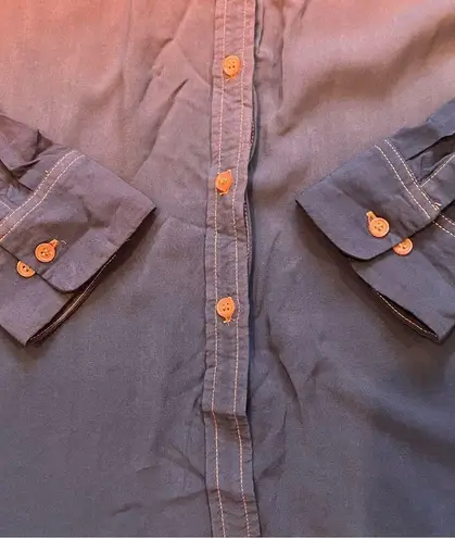 THML NWT, Blue Fade Ombré Button Down Long Sleeve Shirt, Sz L