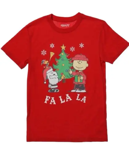 Peanuts Christmas ‘Fa La La’ Unisex Graphic Tee Red Size M
