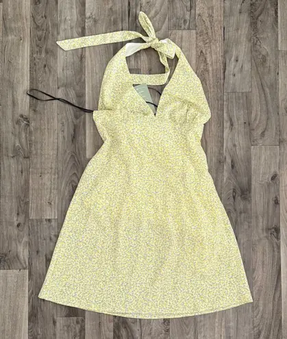 Divided  pastel butter yellow coquette cottagecore halter mini dress - Image 1