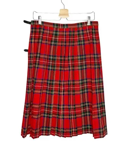 Vintage Moffat Weavers Wool Blend Royal Stewart Tartan Plaid Kilt Skirt Red Size 8