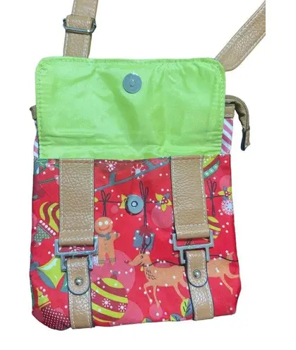 Lily bloom Red Christmas Crossbody Bag Adjustable Strap Reindeer READ