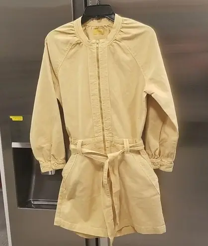 MOTHER Denim ππ Gatherer Short Romper ~ So Far Gone - Rattan Yellow Size Small