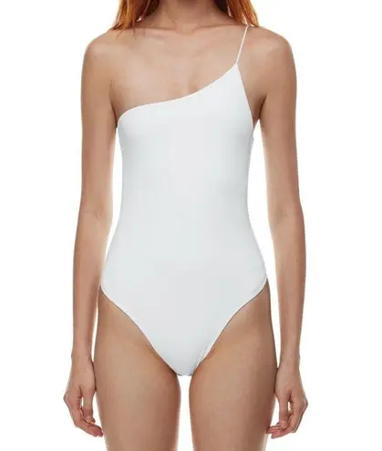 Babaton Contour White One-Shoulder Cami Spaghetti Strap Bodysuit size S NEW Tags