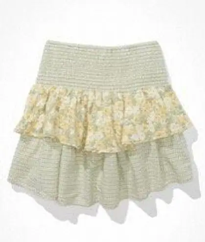 American Eagle Mixed Print Tiered Mini Skirt