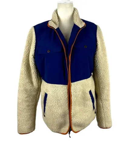 Duluth Women's Sherpa Blue Cream Colorblock Full Zip Jacket Medium Item 85806