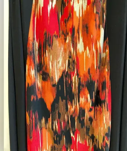 R & M Richards Sleeveless Two Toned Abstract Print Maxi Dress Black Orange Size 12