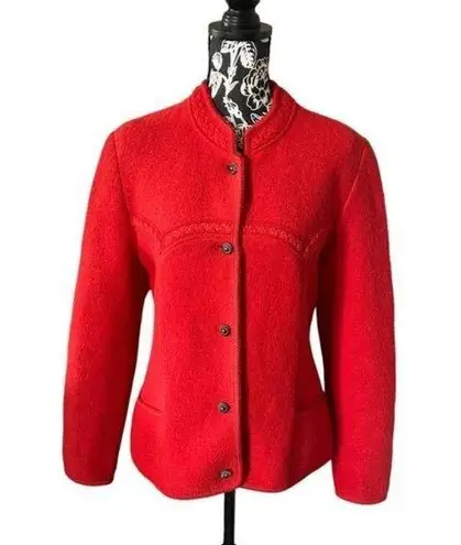 Giesswein Tirol Vintage Blazer Wool Jacket Red Fancy Large (no size tag)