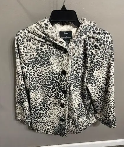 Dennis Basso  Women’s Faux Fur Snow Leopard Hooded Coat. Size M‎