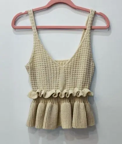 Boutique cream off white boho Ruffle Sweater Tank Top size small