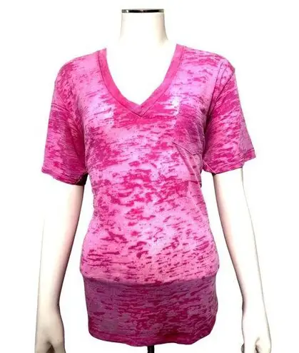 Alternative Soft Sheer Short Sleeve T Shirt Tie Dye Pink V Neck Size Med Cotton