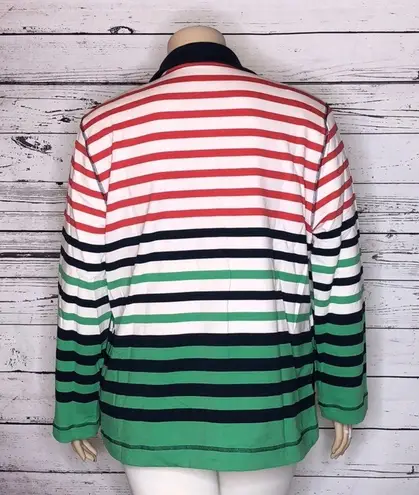 Alfred Dunner Size 18 Stripe w/ Sailboat Embellishment Snap Button Knit Jacket