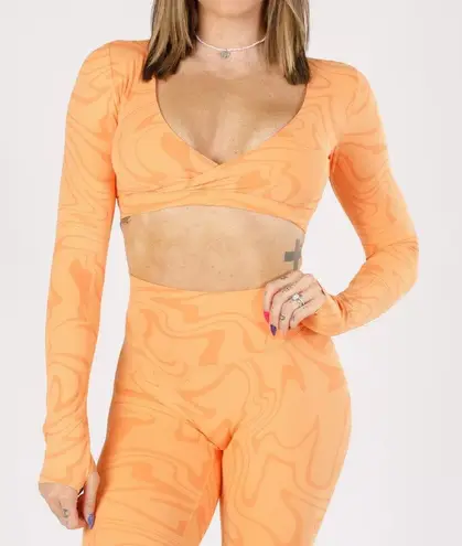 Paragon RecStretch DesB Infinite Long Sleeve Bra Orange Creamsicle Crop Top M