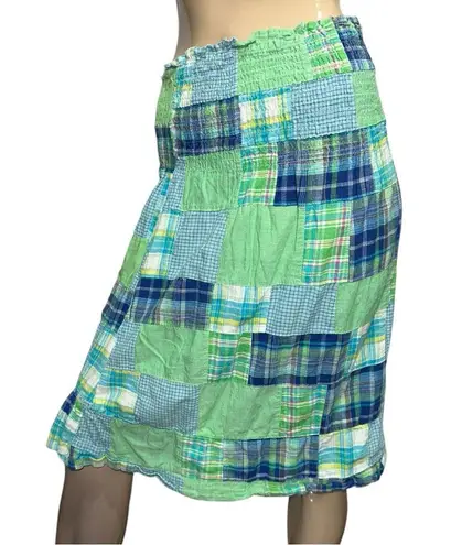 Lord & Taylor Vintage Women’s Size S Green Cotton Plaid Madras Midi Skirt