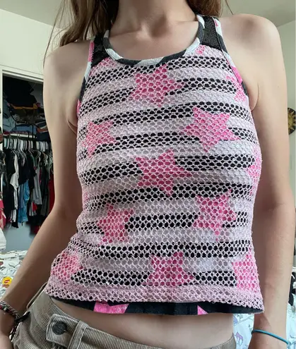 fishnet layered tank Black Size XS