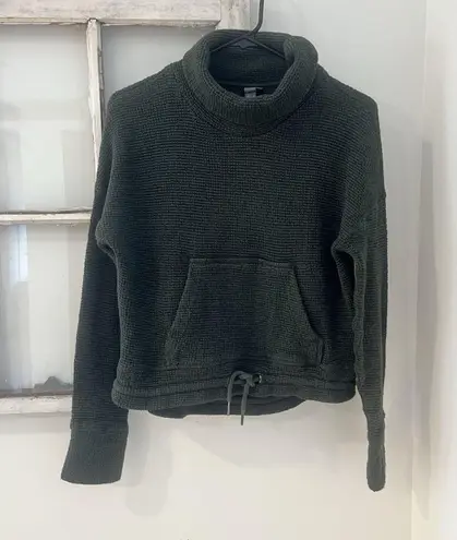 Sweaty Betty Restful Boucle Knit Funnel Neck Cropped Top Green Size XS