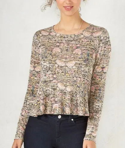 LC Lauren Conrad Lauren Conrad floral lightweight long sleeve peplum top