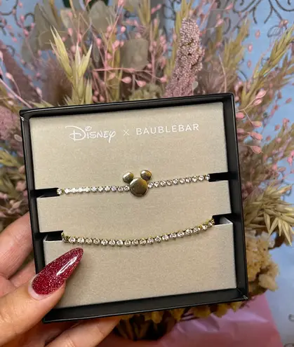 Disney NEW IN BOX  x Baublebar Mickey Mouse gold rhinestone adjustable bracelets