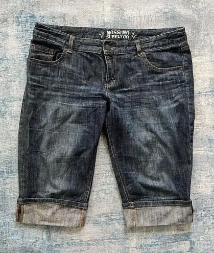 Mossimo Supply Co Cuffed Faded Mid Length Denim Shorts Size13 Blue Size undefined