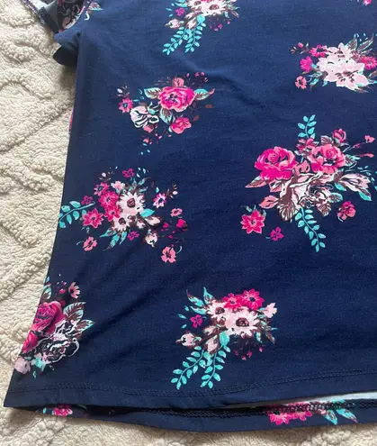 Hot Kiss Navy blue floral blouse with ruffle sleeves