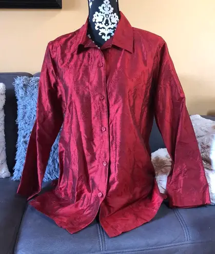 Jaclyn Smith Classic Red Button Down Shirt Medium