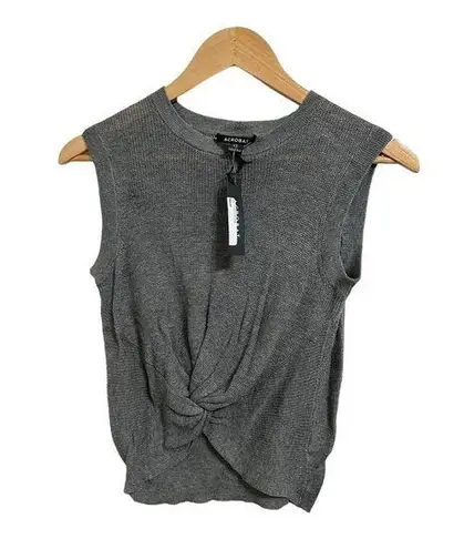 Acrobat Women's Gray Sleeveless Front Twist Round Neck Knitwear Tops Size XS