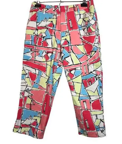 Talbots  Stretch Capris Colorful Abstract Cityscape Print  Size10 Petite Cropped