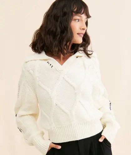 En Saison Lena White Knit Sweater Size L