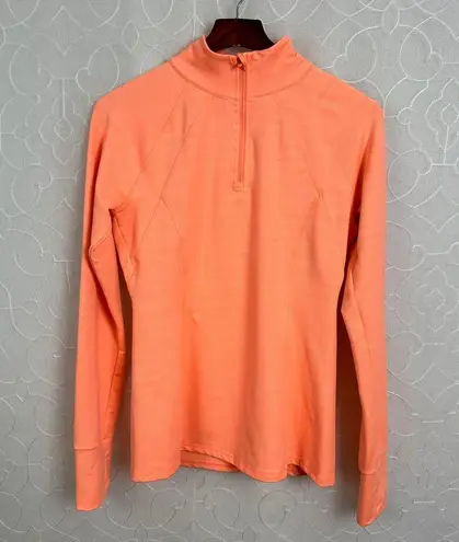 Kyodan  Womens Sweatshirt Medium Orange Thumb Holes Chevron 1/4 Zip Pullover