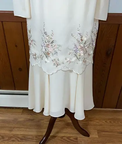 Elegant Vintage 1980s Nightworks Embroidered Mother of the Bride Dress! White Size 8