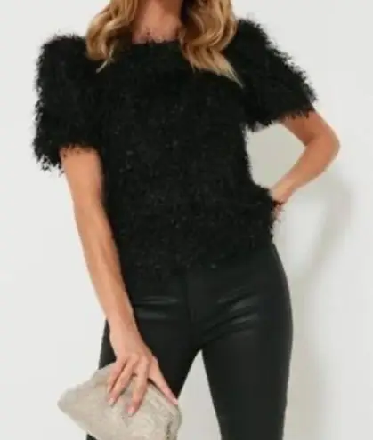 Hyacinth House Tuckernuck BLACK TEXTURED HAZEL BLOUSE NWT XS Black