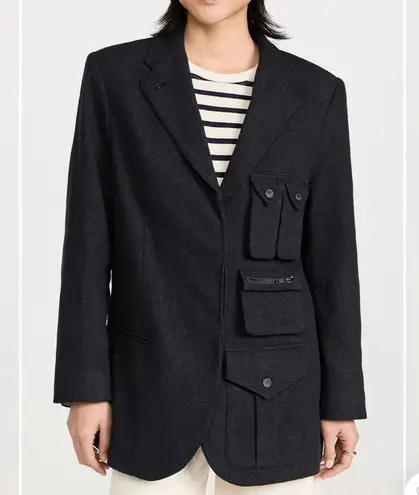 SMYTHE Surplus Cargo Blazer Jacket Wool Blend Black Size M Size M