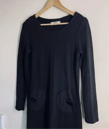 Tibi Anthropologie Mod Minimalist Long Sleeve Black Shift Dress