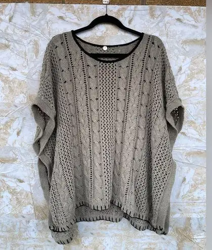 margaret o'leary Margaret O’Leary ‘Jane’ Waffle‑Knit Cotton Poncho Sweater Size 1 (S/M), taupe